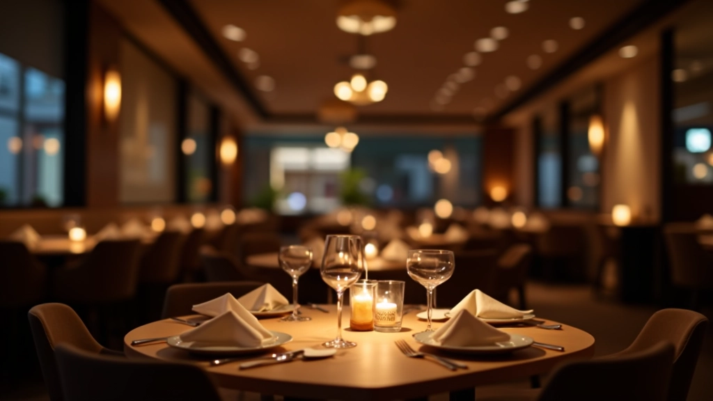 Restaurant interieur met moderne inrichting en warme sfeer, professionele fotografie