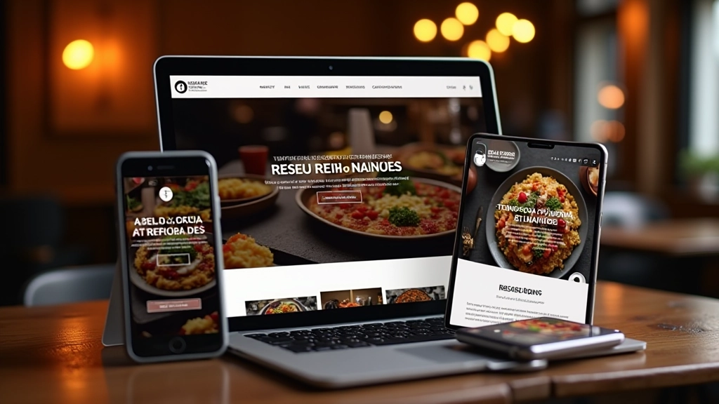 Restaurant website displayed on laptop and mobile phone