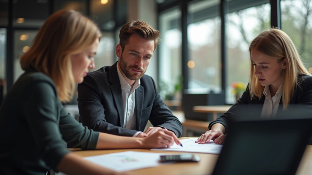 Team werkende aan horeca website design met laptops en notities op kantoor